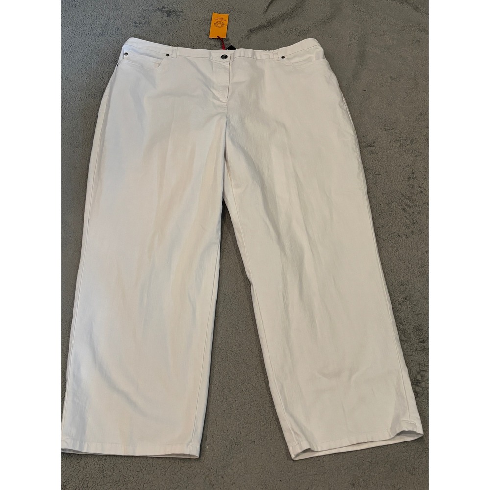 Ruby Rd. Woman White Classic Original Easy Fit Denim Pants Plus Size 24W NWT